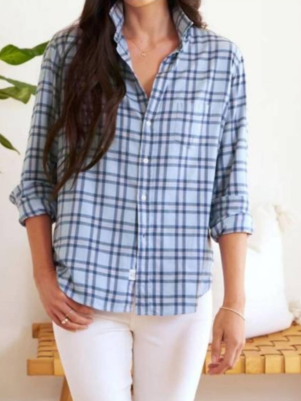 FRANK & EILEEN relaxed button up shirt in blue plaid
